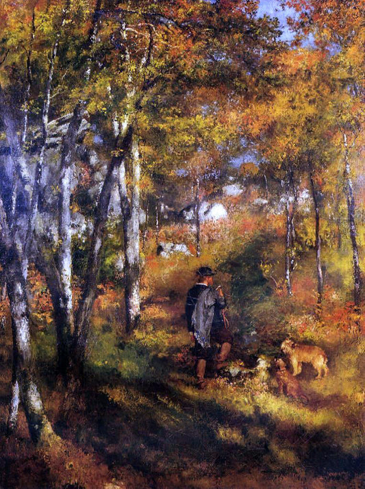  Pierre Auguste Renoir The Painter Jules Le Coeur Walking His Dogs in the Forest of Fontainebleau - Canvas Print