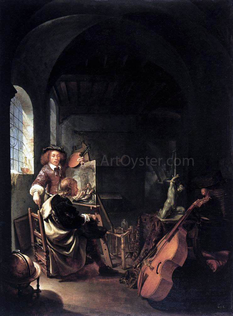  The Elder Frans Van  Mieris The Painter's Studio - Canvas Print