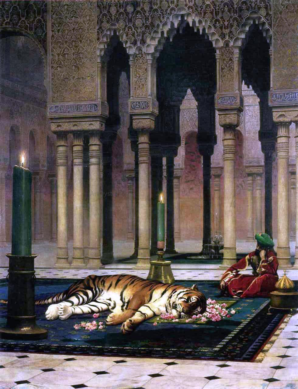 Jean-Leon Gerome The Pasha's Sorrow (also known as Dead Tiger) - Canvas Print