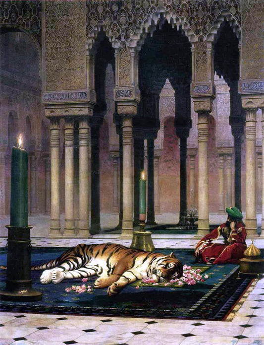  Jean-Leon Gerome The Pasha's Sorrow (also known as Dead Tiger) - Canvas Print