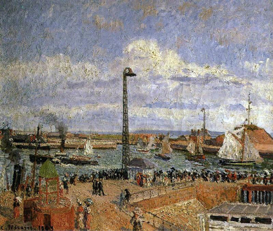  Camille Pissarro The Pilot's Jetty, Le Havre - High Tide, Afternoon Sun - Canvas Print