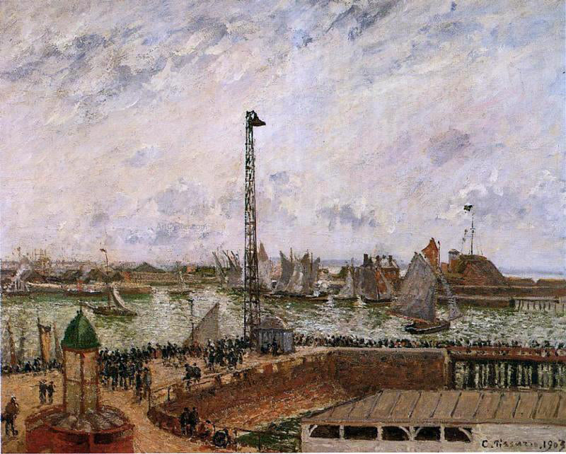  Camille Pissarro The Pilot's Jetty, Le Havre, Morning, Grey Weather, Misty - Canvas Print