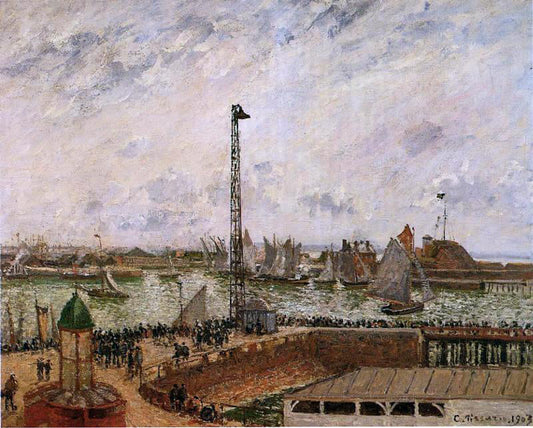  Camille Pissarro The Pilot's Jetty, Le Havre, Morning, Grey Weather, Misty - Canvas Print