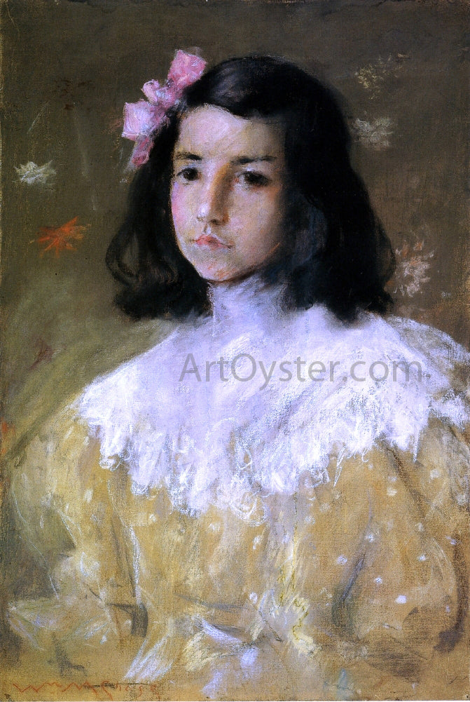  William Merritt Chase The Pink Bow (also known as Diedonnee) - Canvas Print