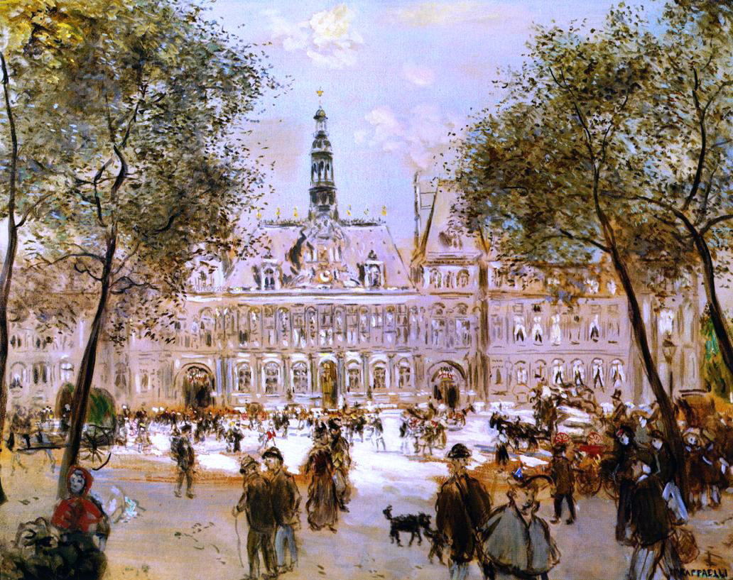  Jean-Francois Raffaelli The Place de l'Hotel de Ville - Canvas Print