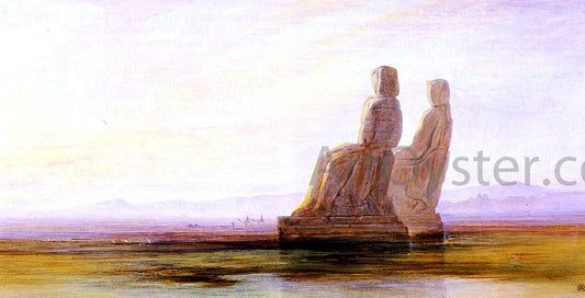  Edward Lear The Plain Of Thebes With Two Colossi - Canvas Print