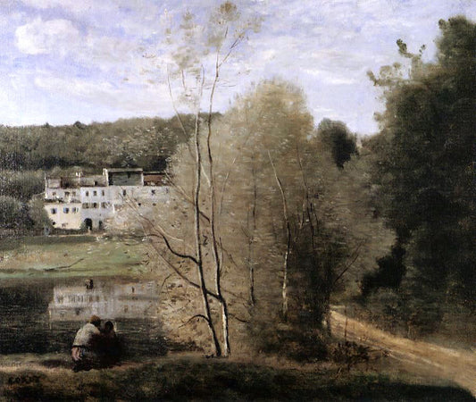  Jean-Baptiste-Camille Corot The Pond and the Cabassud Houses at Ville-d'Avray - Canvas Print