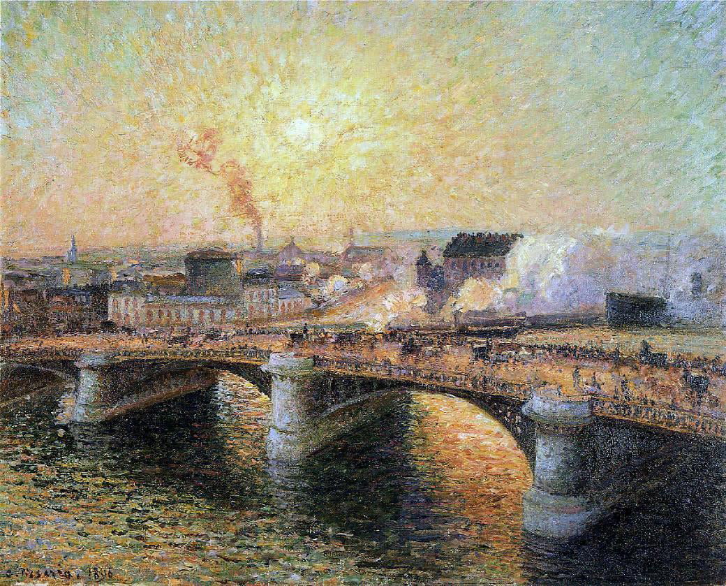  Camille Pissarro The Pont Boieldieu, Rouen: Sunset - Canvas Print