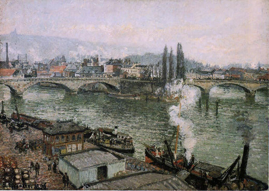  Camille Pissarro The Pont Corneille , Rouen: Grey Weather - Canvas Print