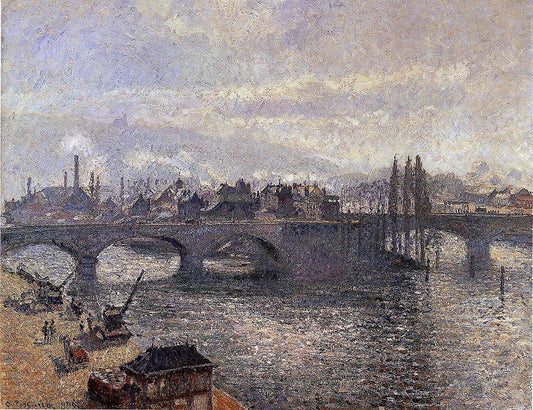  Camille Pissarro The Pont Corneille , Rouen: Morning Effect - Canvas Print