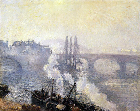  Camille Pissarro The Pont Corneille , Rouen: Morning Mist - Canvas Print