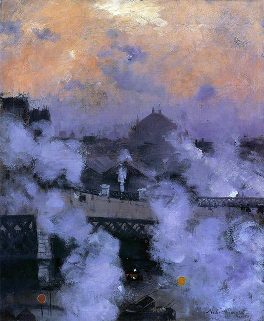  Norbert Goeneutte The Pont de l'Europe at Night - Canvas Print