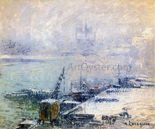  Gustave Loiseau The Pont Henri IV - Notre Dame de Paris in the Snow - Canvas Print