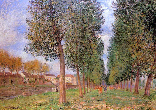  Alfred Sisley The Poplar Avenue at Moret, Cloudy Day, Morning - Canvas Print