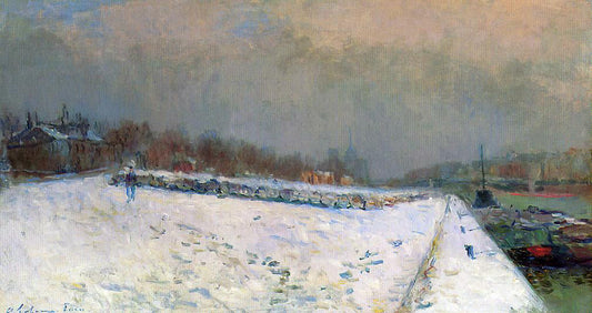  Albert Lebourg The Port of Bercy, in Winter, Snow Effect - Canvas Print
