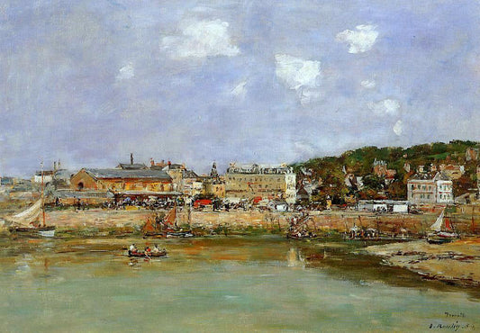  Eugene-Louis Boudin The Port of Trouville, the Market Place and the Ferry - Canvas Print