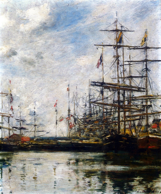  Eugene-Louis Boudin The Port, Ships at Dock - Canvas Print
