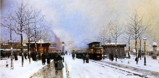  Luigi Loir The Porte Maillot, Snow Effect, Sunset - Canvas Print