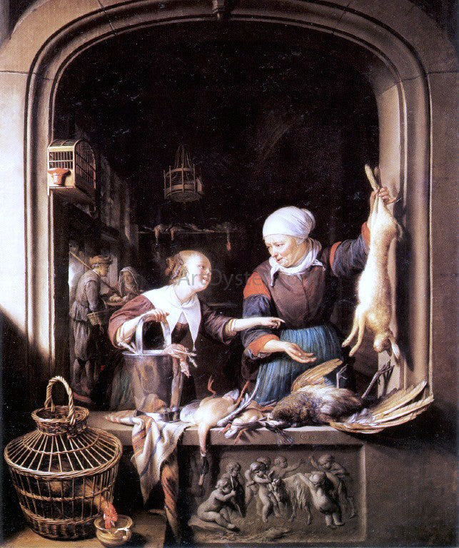  Gerrit Dou The Poulterer's Shop - Canvas Print