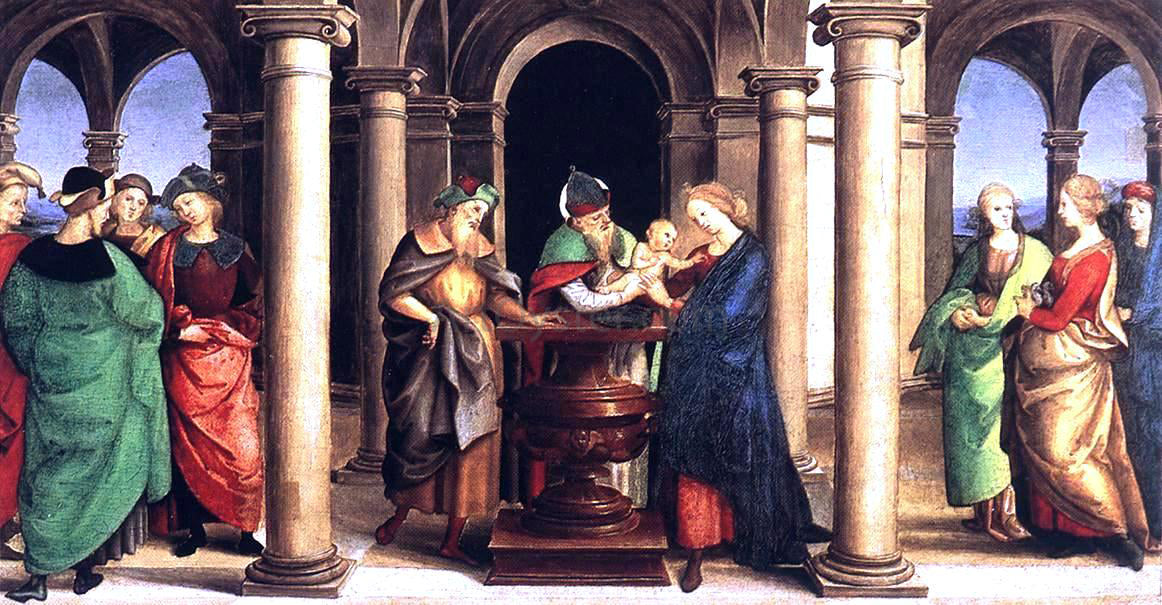  Raphael The Presentation in the Temple (Oddi altar, predella) - Canvas Print