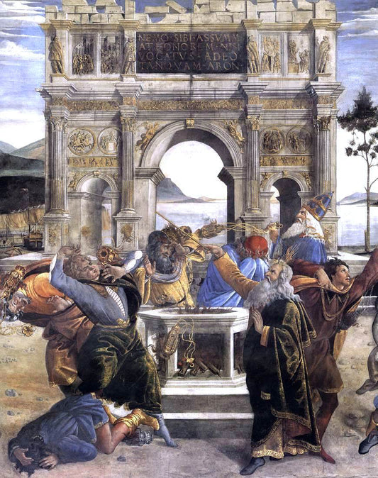  Sandro Botticelli The Punishment of Korah and the Stoning of Moses and Aaron (detail 1) (Cappella Sistina, Vatican) - Canvas Print