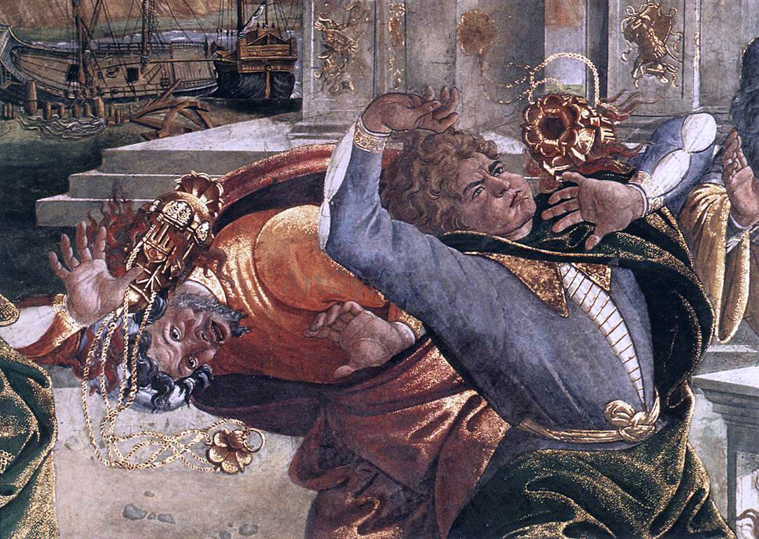  Sandro Botticelli The Punishment of Korah and the Stoning of Moses and Aaron (detail 3) (Cappella Sistina, Vatican) - Canvas Print