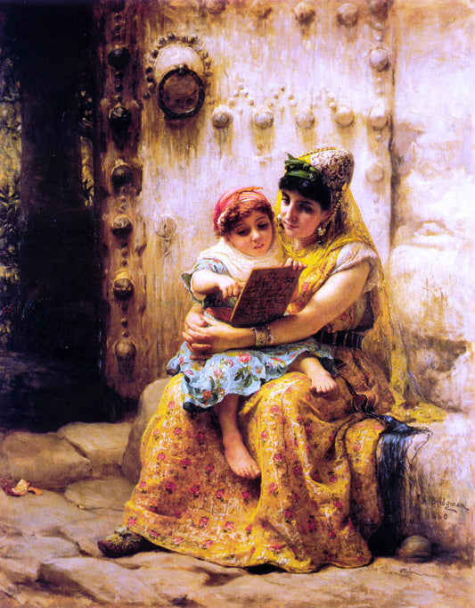  Frederick Arthur Bridgeman The Reading Lesson - Canvas Print