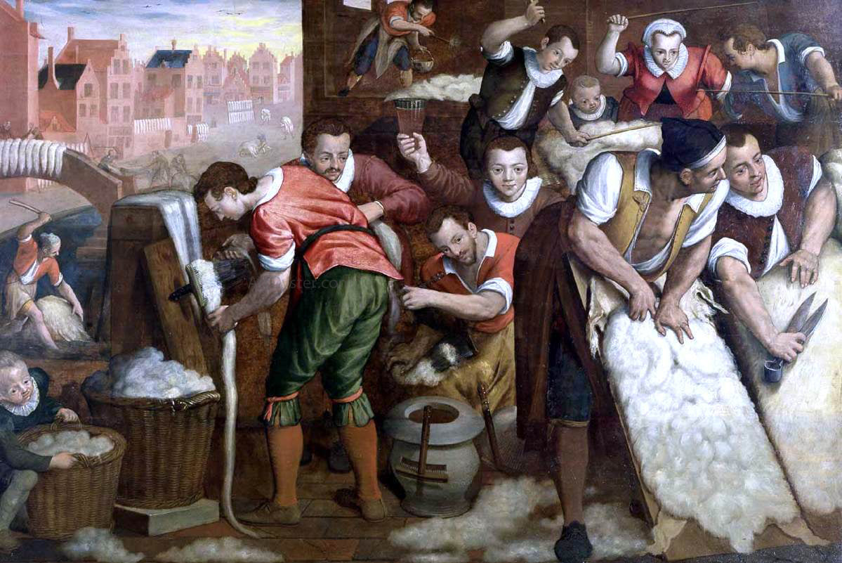  Isaac Claesz Van Swanenburg The Removal of the Wool from the Skins and the Combing - Canvas Print