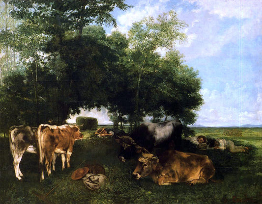  Gustave Courbet The Rest During the Harvest Season (also known as Mountains of the Doubs) - Canvas Print