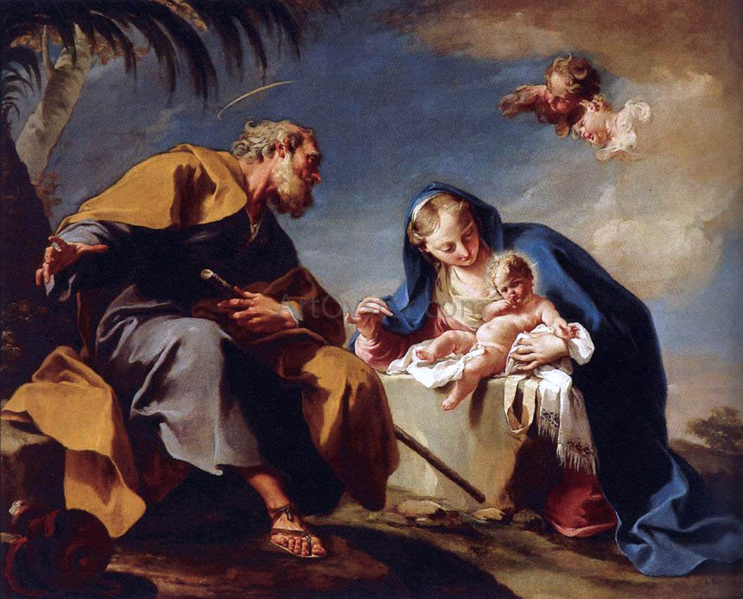  Giambattista Pittoni The Rest on the Flight into Egypt - Canvas Print