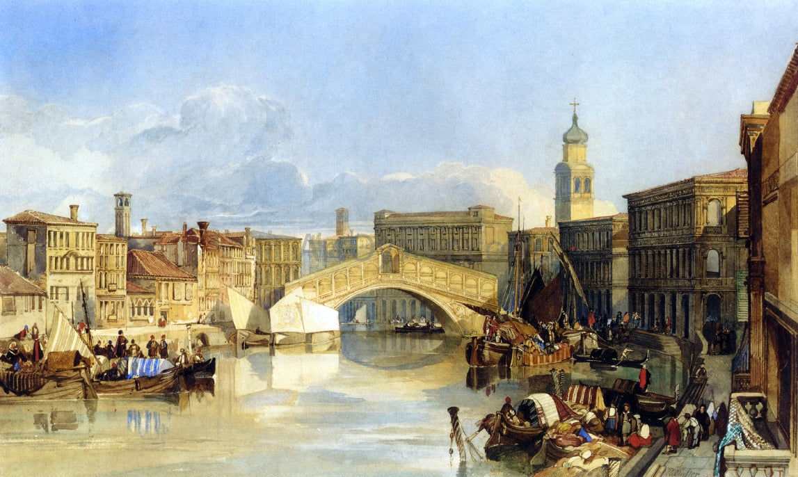  William James Muller The Rialto Bridge, Venice - Canvas Print