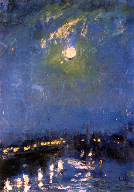  Lesser Ury The River Thames, London, Moonlight - Canvas Print