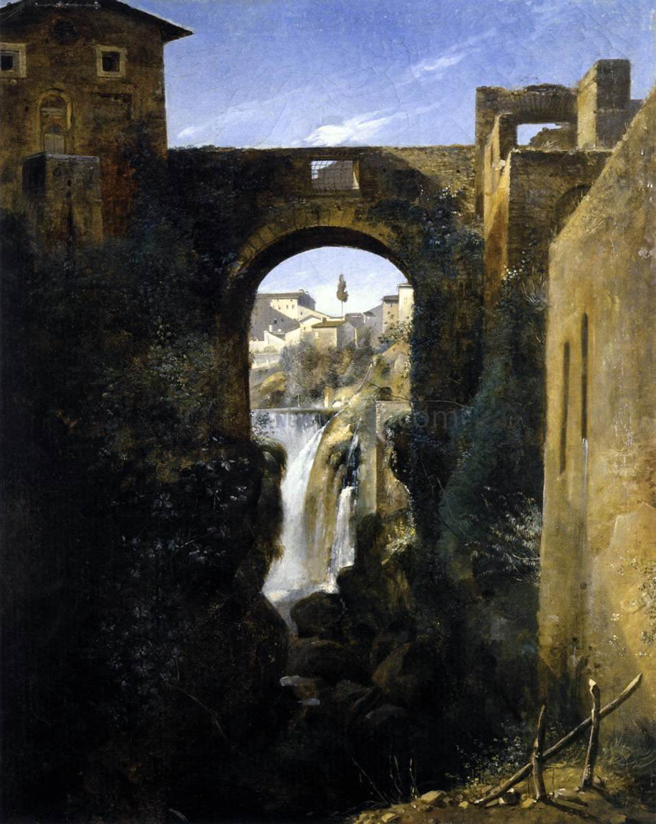  Francois-Marius Granet The San Rocco Bridge and the Grand Waterfall at Tivoli - Canvas Print