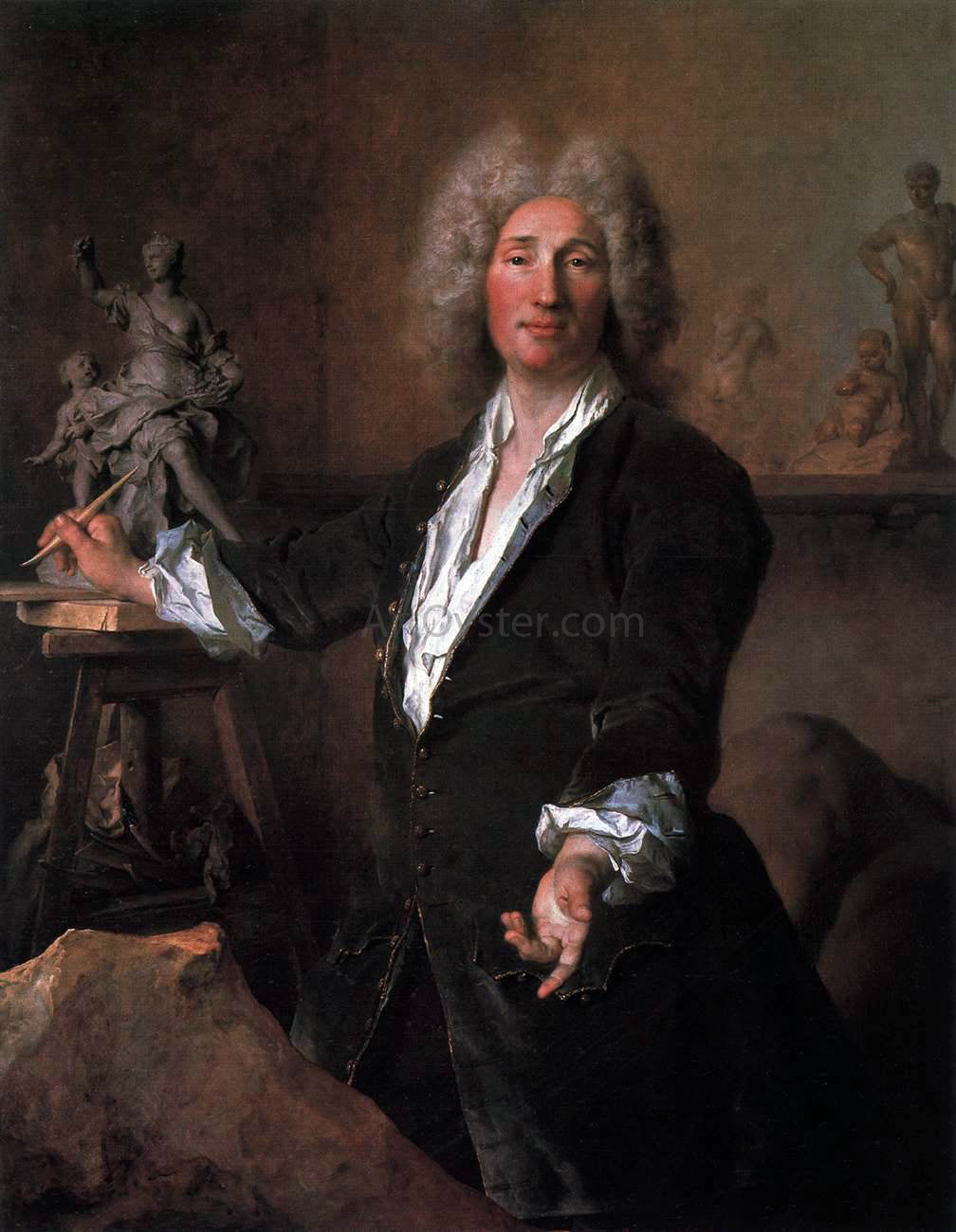  Nicolas De Largilliere The Sculptor Nicolas Coustou in His Atelier - Canvas Print