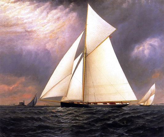  Elisha J. Taylor Baker The Seawanhaka Corinthian Yacht Club Cutter 'Bedouin' off Execution Rocks Lighthouse - Canvas Print