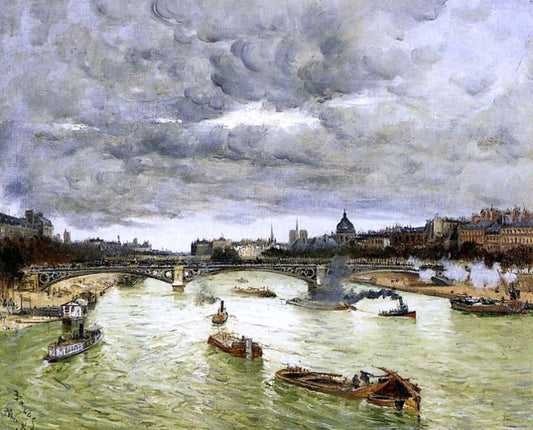  Frank Myers Boggs The Seine at Paris with the Pont du Carousel (also known as The Seine at Paris Pont Alexander III) - Canvas Print