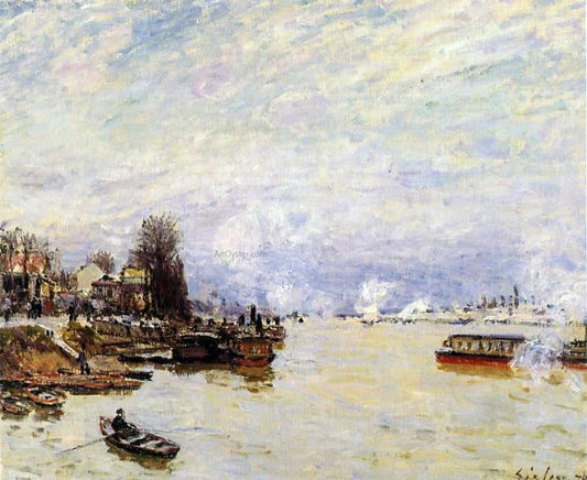  Alfred Sisley The Seine, View from the Quay de Pont du Jour - Canvas Print