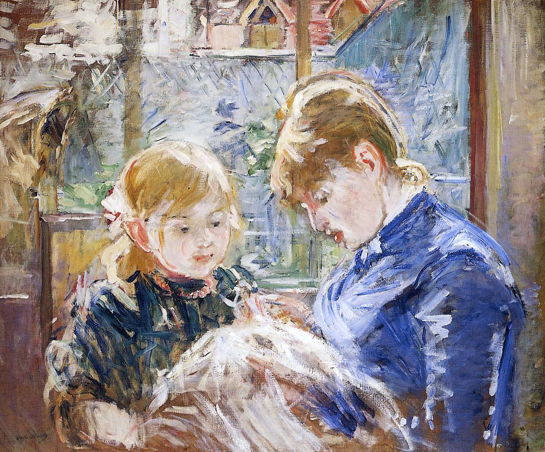  Berthe Morisot The Sewing Lesson (also known as The Artist's Daughter, Julie, with Her Nanny) - Canvas Print