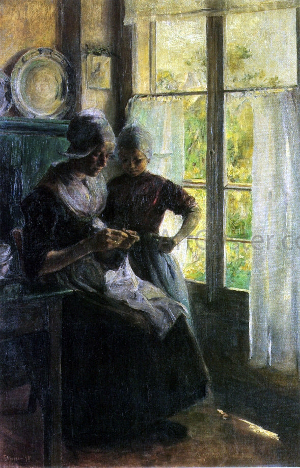  Elizabeth Nourse The Sewing Lesson - Canvas Print