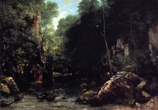  Gustave Courbet The Shaded Stream (also known as The Stream of the Puits Noire) - Canvas Print