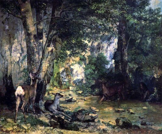 Gustave Courbet A Shelter of the Roe Deer at the Stream of Plaisir-Fontaine, Doubs - Canvas Print