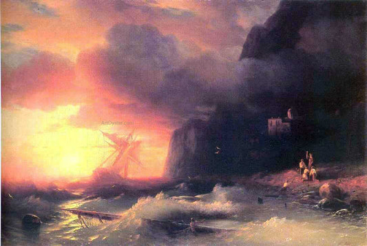  Ivan Constantinovich Aivazovsky The Shipwreck near Mountain of Aphon - Canvas Print