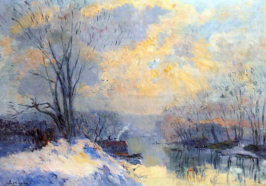  Albert Lebourg The Small Branch of the Seine at Bas Meudon, Snow and Sunlight - Canvas Print