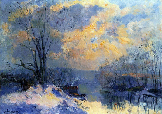  Albert Lebourg The Small Branch of the Seine at Bas-Meudon: Snow and Winter Sun - Canvas Print