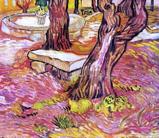  Vincent Van Gogh The Stone Bench in the Garden at Saint-Paul Hospital - Canvas Print