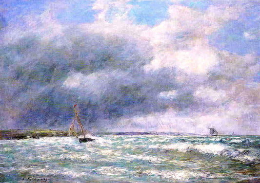  Eugene-Louis Boudin The Stranded Boat - Canvas Print