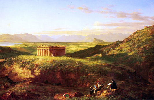  Clement Pujol De Guastavino The Temple of Segesta with the Artist Sketching - Canvas Print