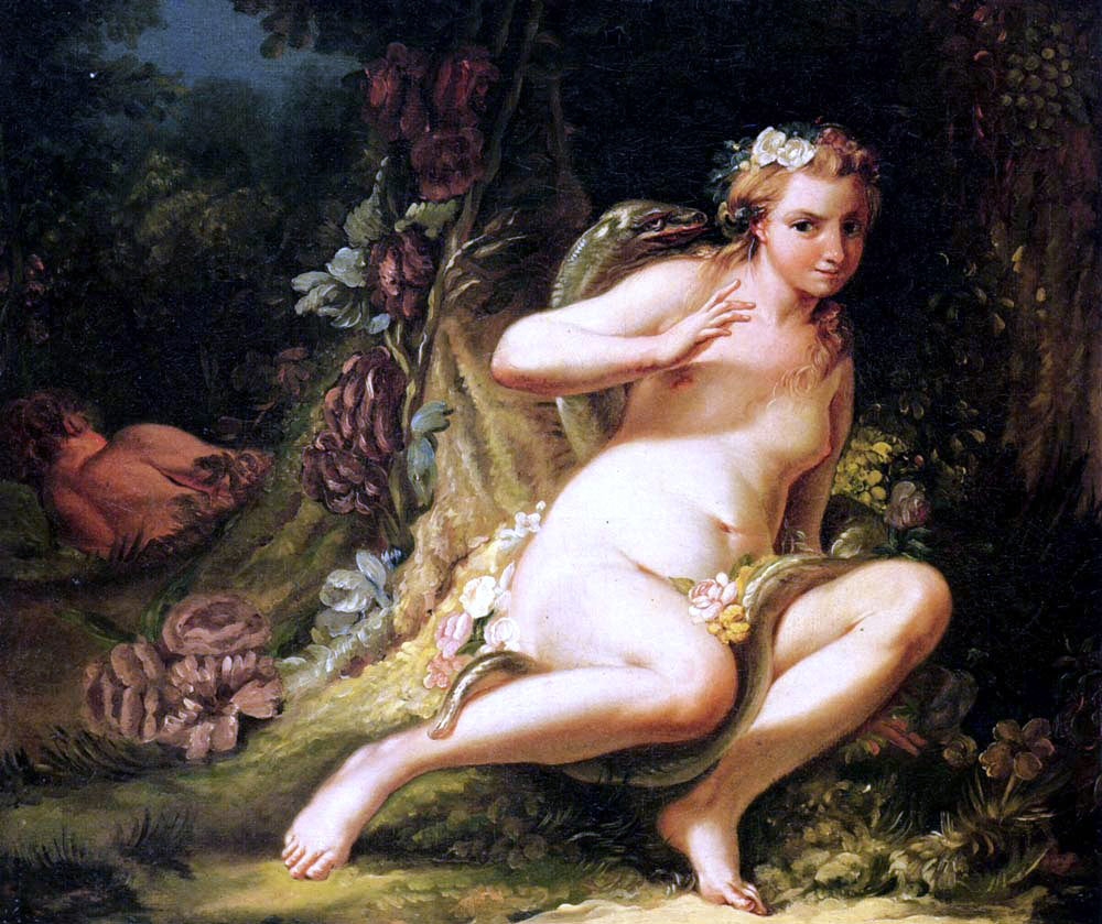  Jean-Baptiste-Marie Pierre The Temptation of Eve - Canvas Print