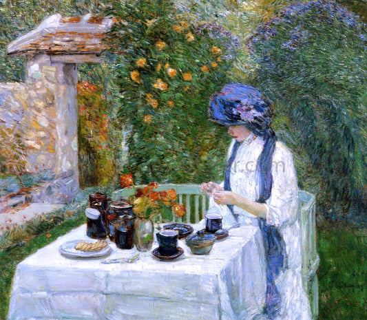 Frederick Childe Hassam The Terre-Cuite Tea Set (also known as French Tea Garden) - Canvas Print