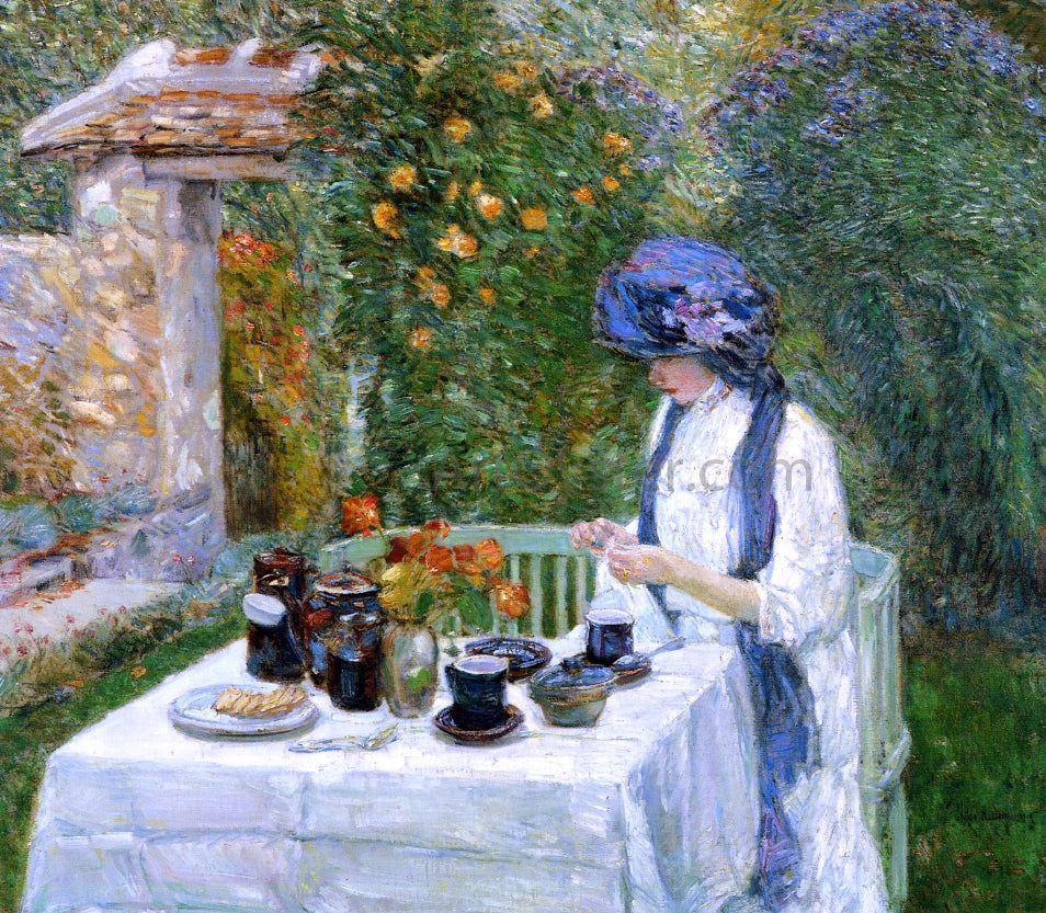  Frederick Childe Hassam The Terre-Cuite Tea Set (also known as French Tea Garden) - Canvas Print